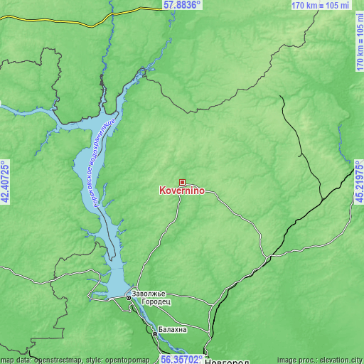 Topographic map of Kovernino