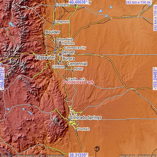 Topographic map of Ponderosa Park