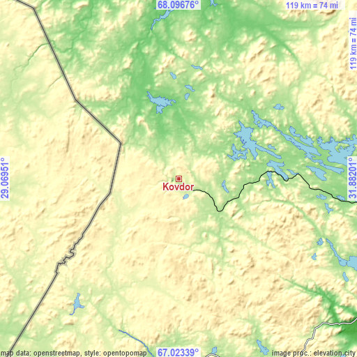 Topographic map of Kovdor