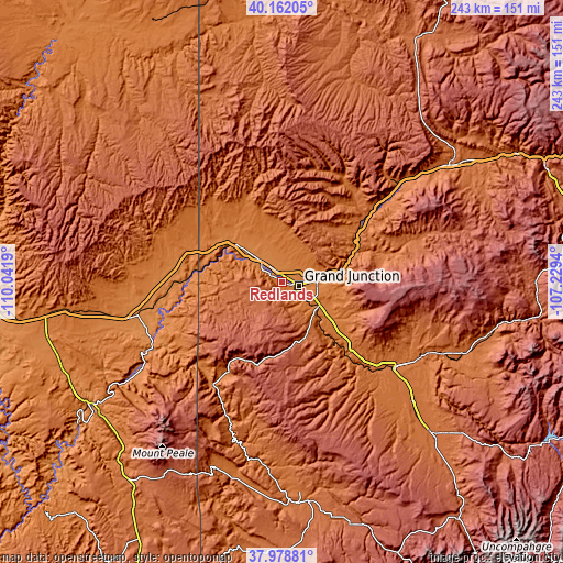 Topographic map of Redlands