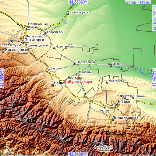 Topographic map of Kotlyarevskaya