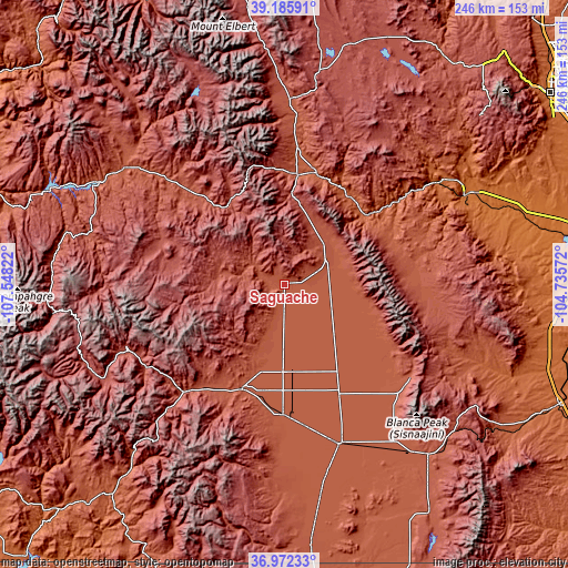 Topographic map of Saguache