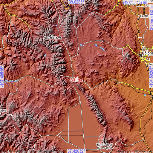 Topographic map of Salida