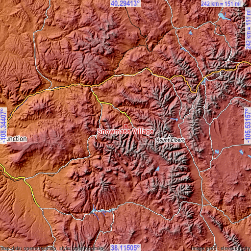 Topographic map of Snowmass Village