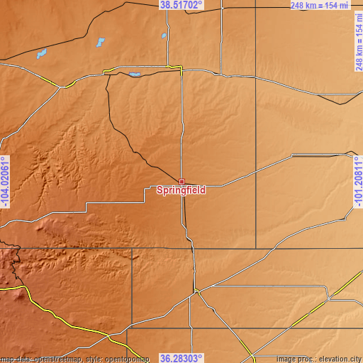 Topographic map of Springfield