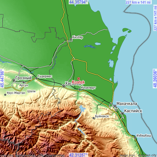 Topographic map of Kostek