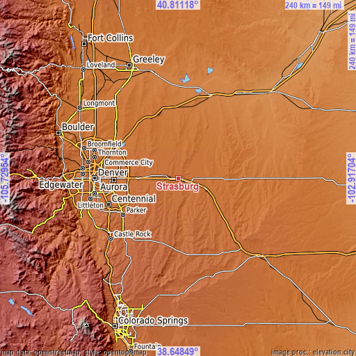 Topographic map of Strasburg