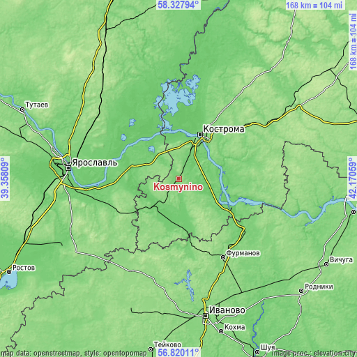 Topographic map of Kosmynino