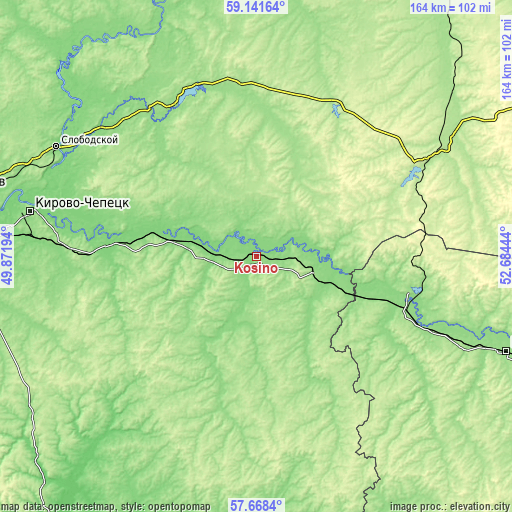 Topographic map of Kosino