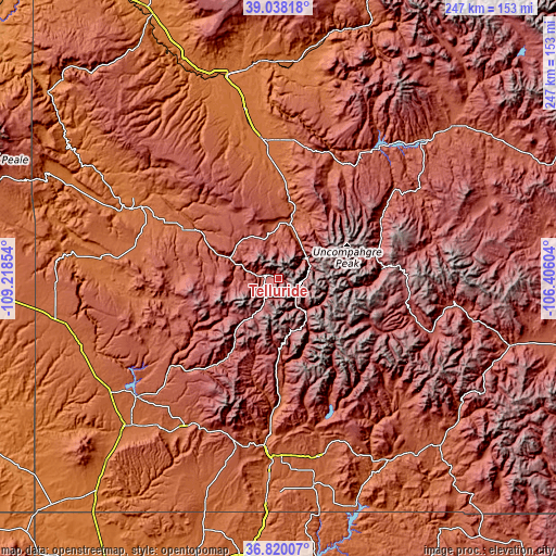 Topographic map of Telluride