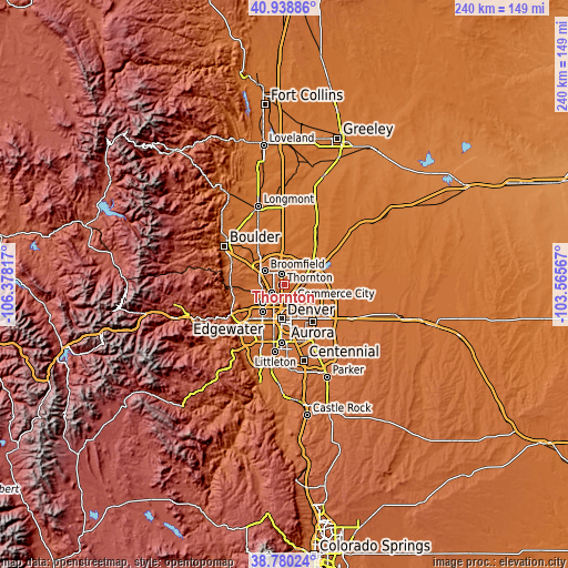 Topographic map of Thornton