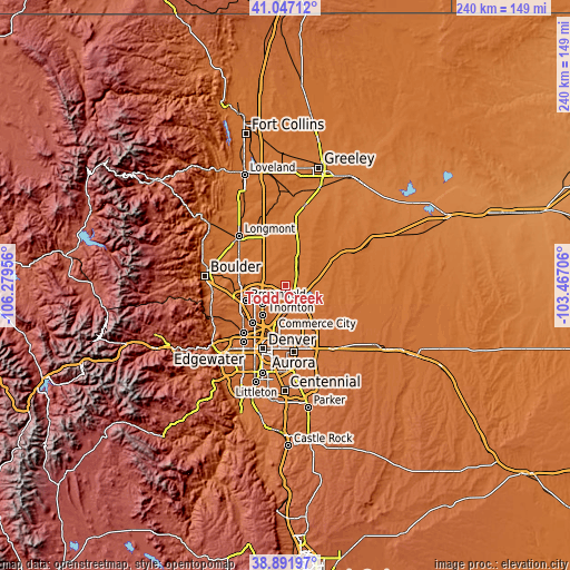 Topographic map of Todd Creek