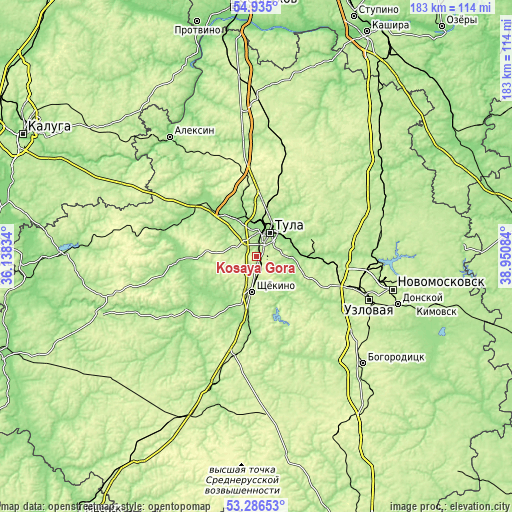 Topographic map of Kosaya Gora