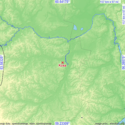 Topographic map of Kosa