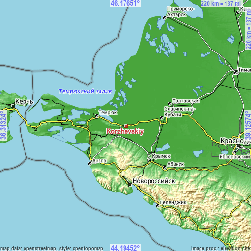 Topographic map of Korzhevskiy