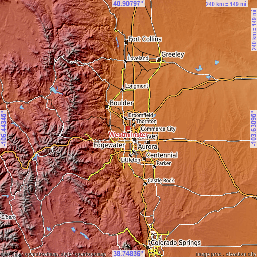 Topographic map of Westminster