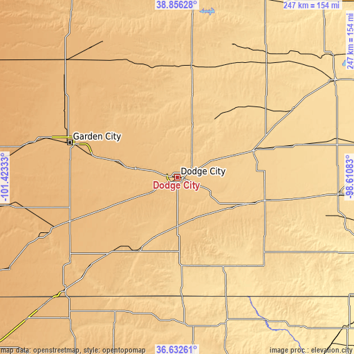 Topographic map of Dodge City