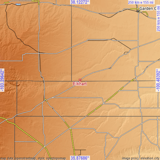 Topographic map of Elkhart