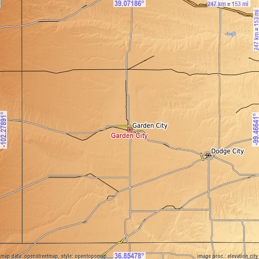 Topographic map of Garden City