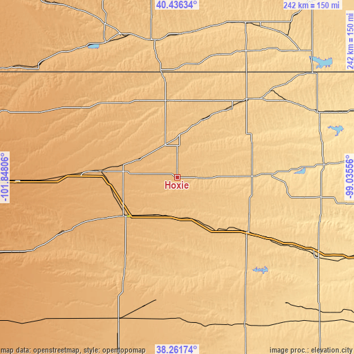 Topographic map of Hoxie