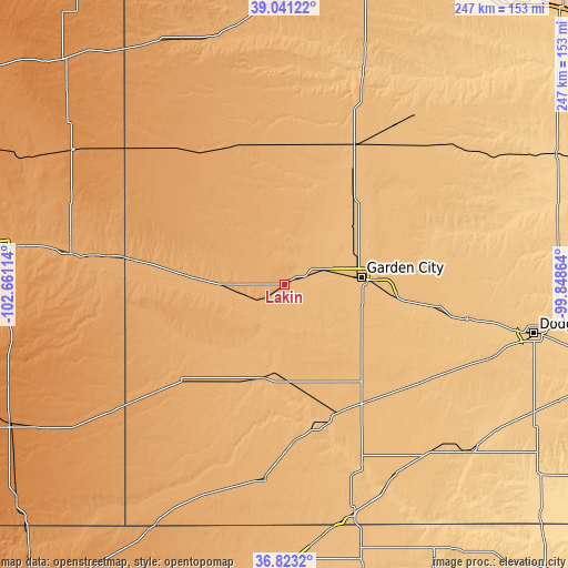 Topographic map of Lakin