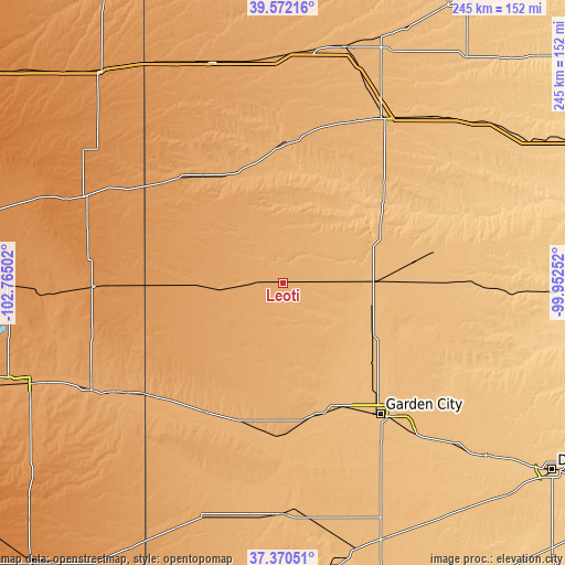 Topographic map of Leoti