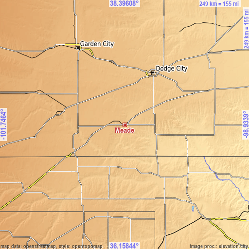 Topographic map of Meade