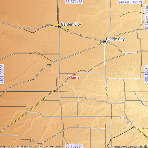 Topographic map of Plains