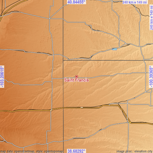 Topographic map of Saint Francis