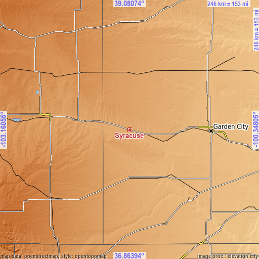 Topographic map of Syracuse