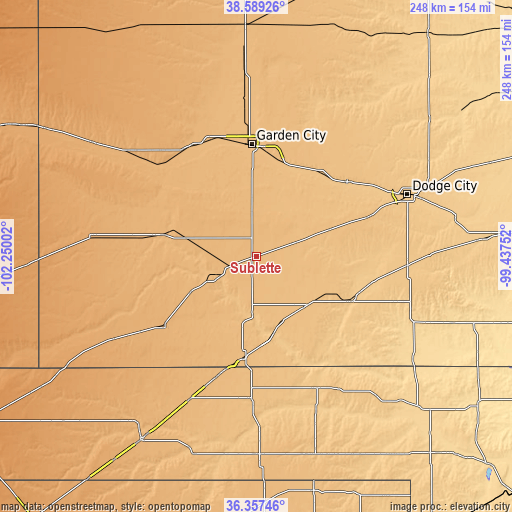 Topographic map of Sublette