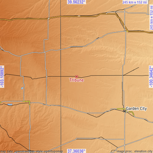 Topographic map of Tribune