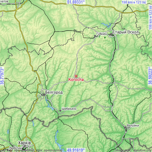 Topographic map of Korocha