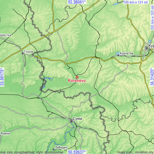 Topographic map of Korenëvo