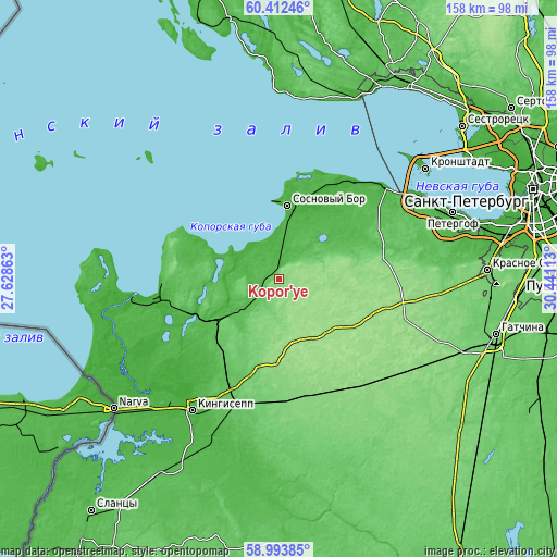 Topographic map of Kopor’ye