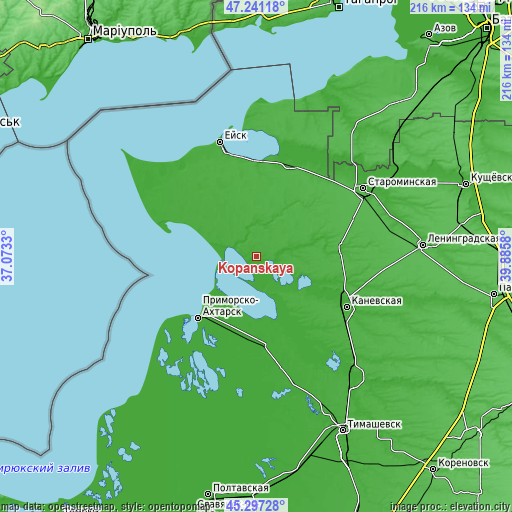 Topographic map of Kopanskaya