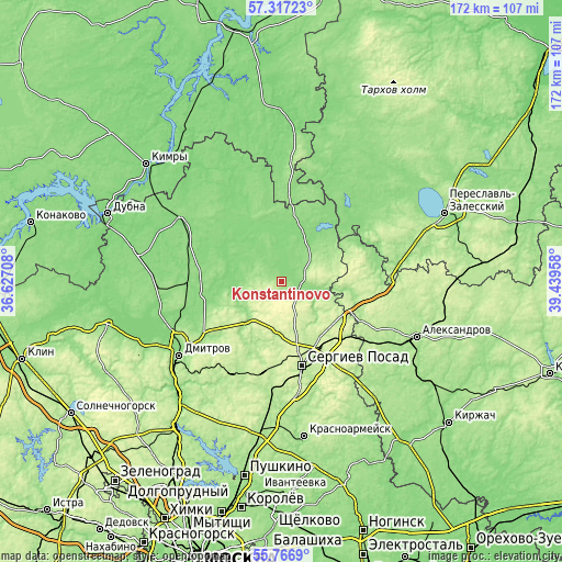 Topographic map of Konstantinovo