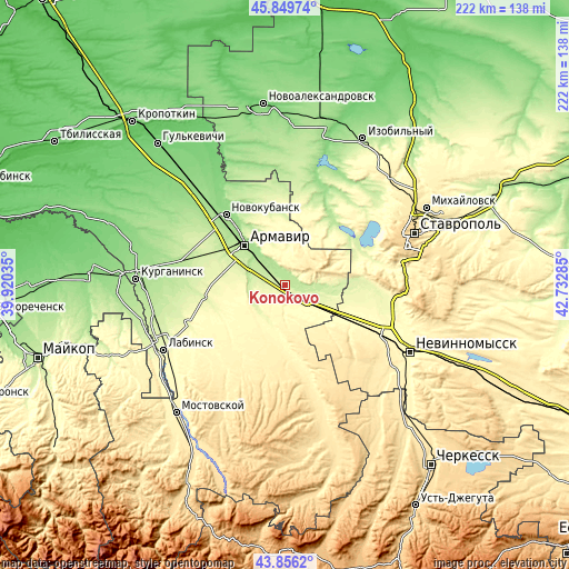 Topographic map of Konokovo