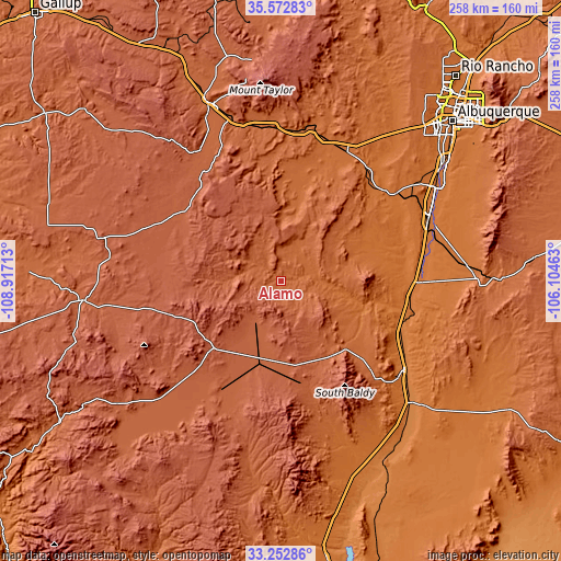 Topographic map of Alamo