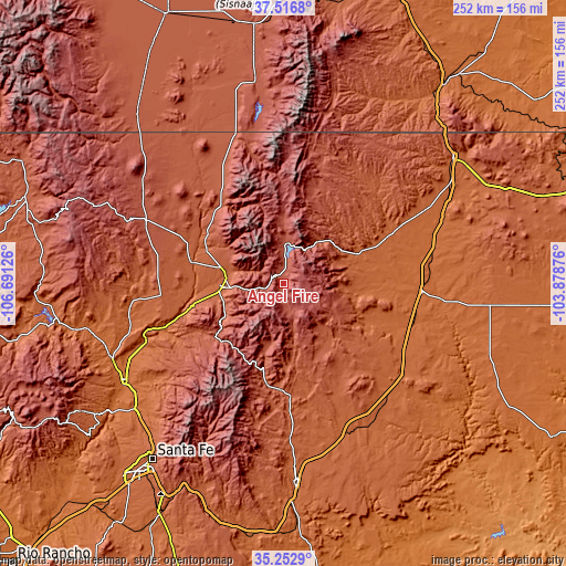 Topographic map of Angel Fire