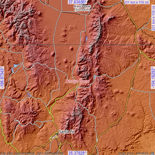 Topographic map of Arroyo Seco