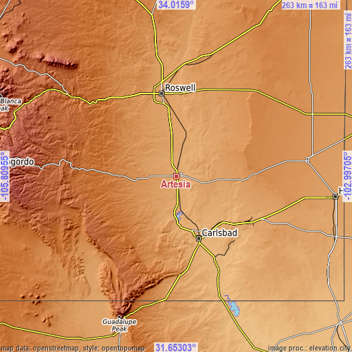 Topographic map of Artesia