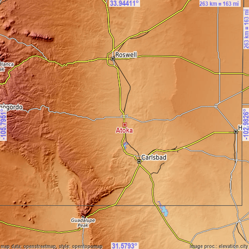 Topographic map of Atoka