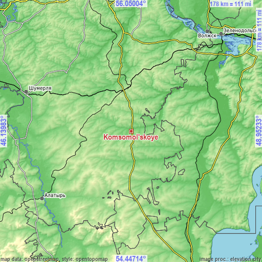 Topographic map of Komsomol'skoye