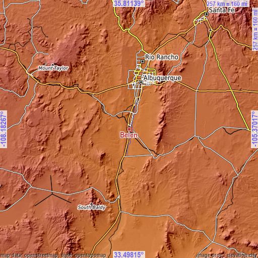 Topographic map of Belen