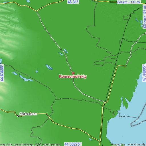 Topographic map of Komsomol’skiy