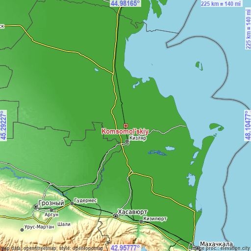 Topographic map of Komsomol’skiy