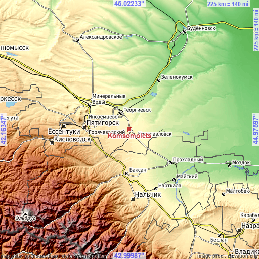 Topographic map of Komsomolets