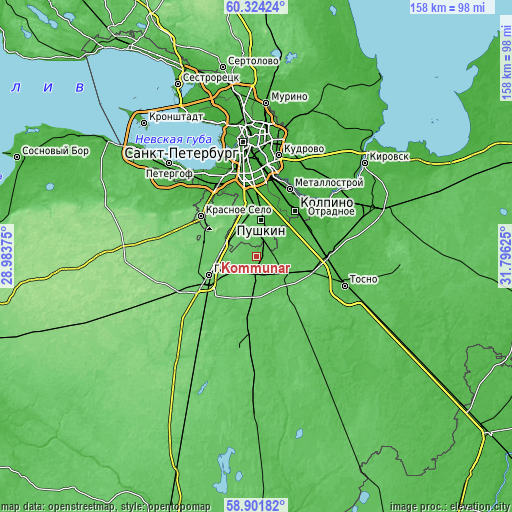 Topographic map of Kommunar