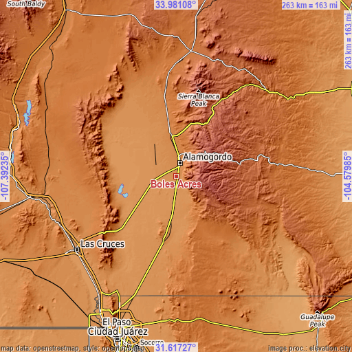 Topographic map of Boles Acres